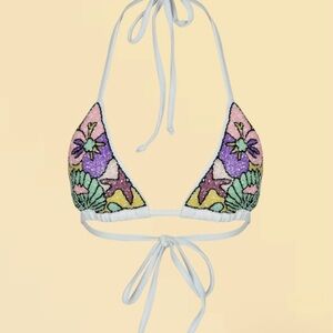 Oceanus Floral Beaded Bikini Top